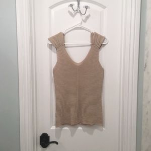 Tan Beige CROCHET KNIT TOP M